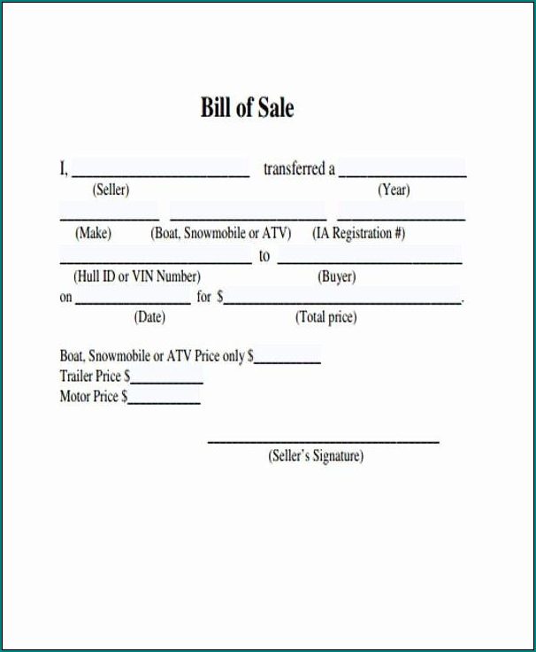  Free Printable Generic Bill Of Sale Form