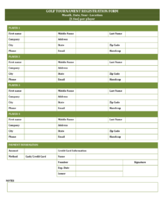 Example of Golf Tournament Planning Template