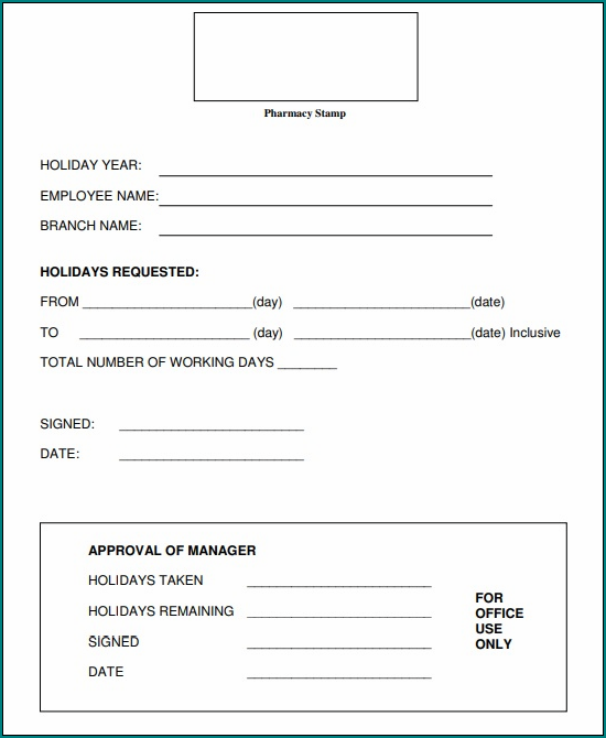 Example of Holiday Request Form
