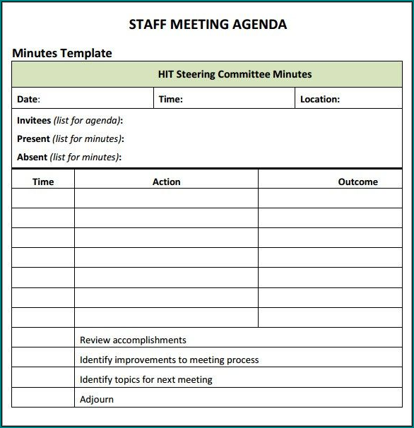 Example of Informal Meeting Minutes Template
