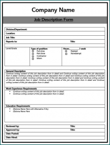 Example of Job Profile Template