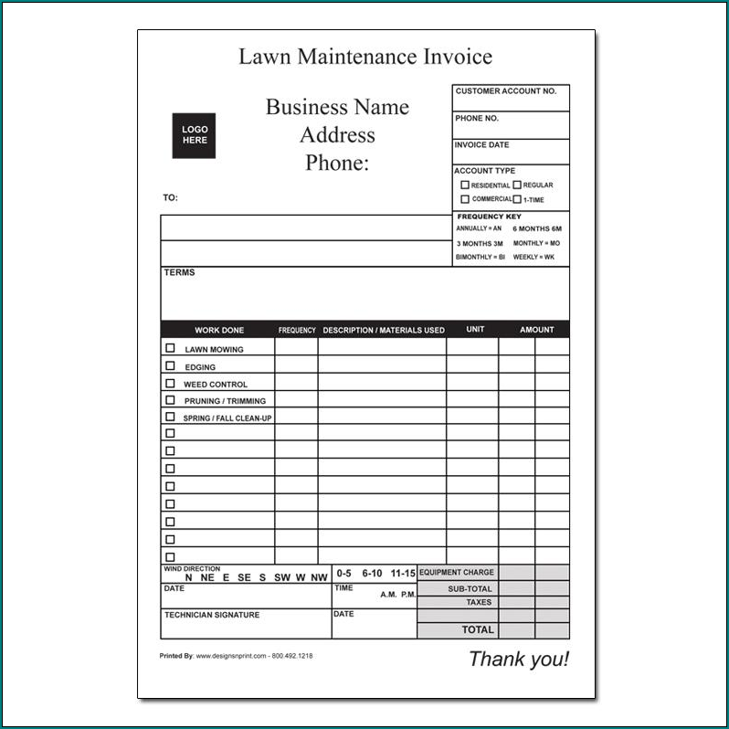 Example of Lawn Care Receipt Template