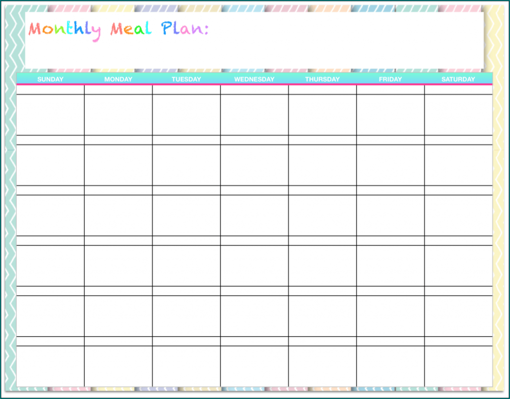 》Free Printable Monthly Meal Planner Template