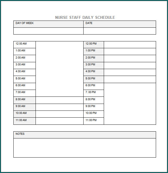 Example of Nurse Schedule Template