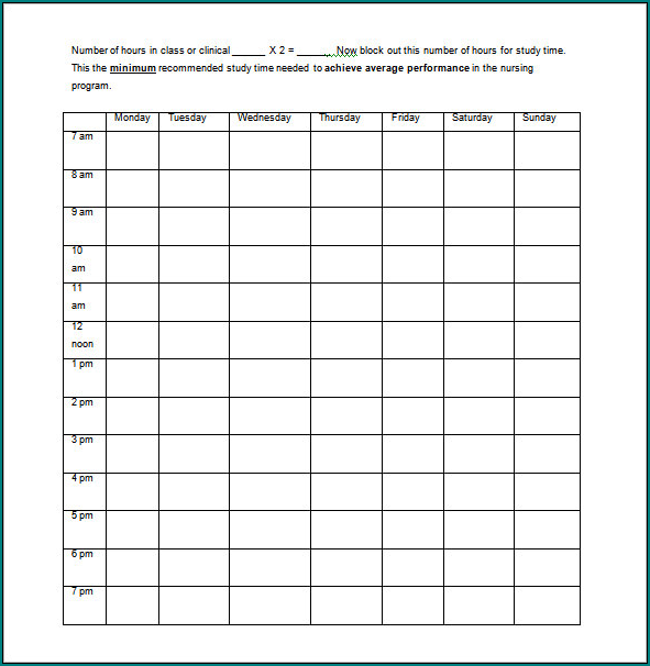 Example of Nursing Schedule Template
