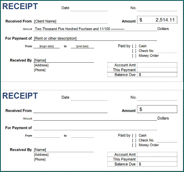 Example of Petty Cash Receipt Template