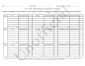 Example of Printable Academic Planning Template