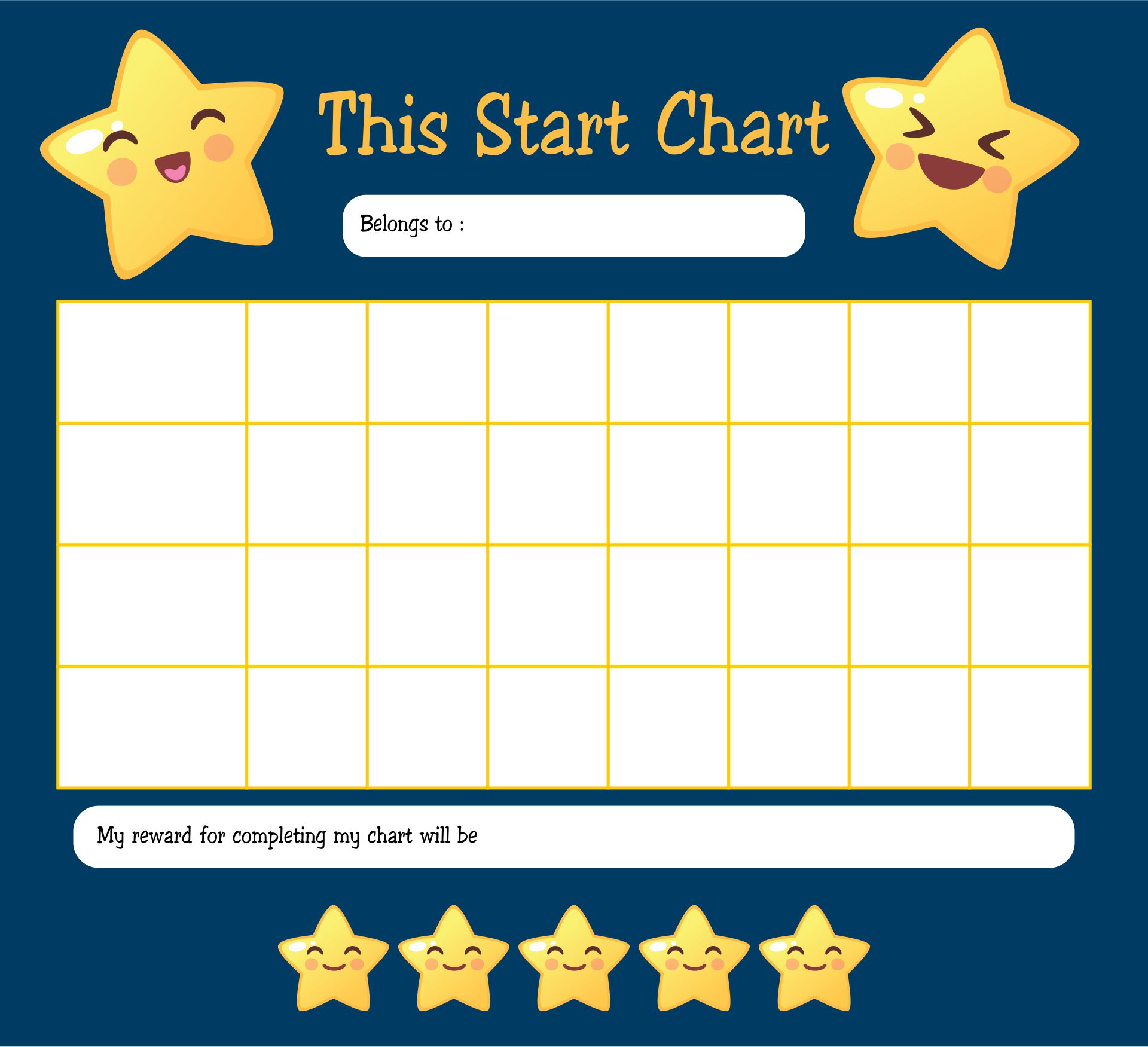 Example of Printable Sticker Chart Template