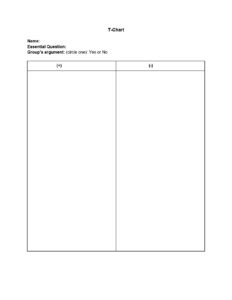 Example of Printable T Chart Template