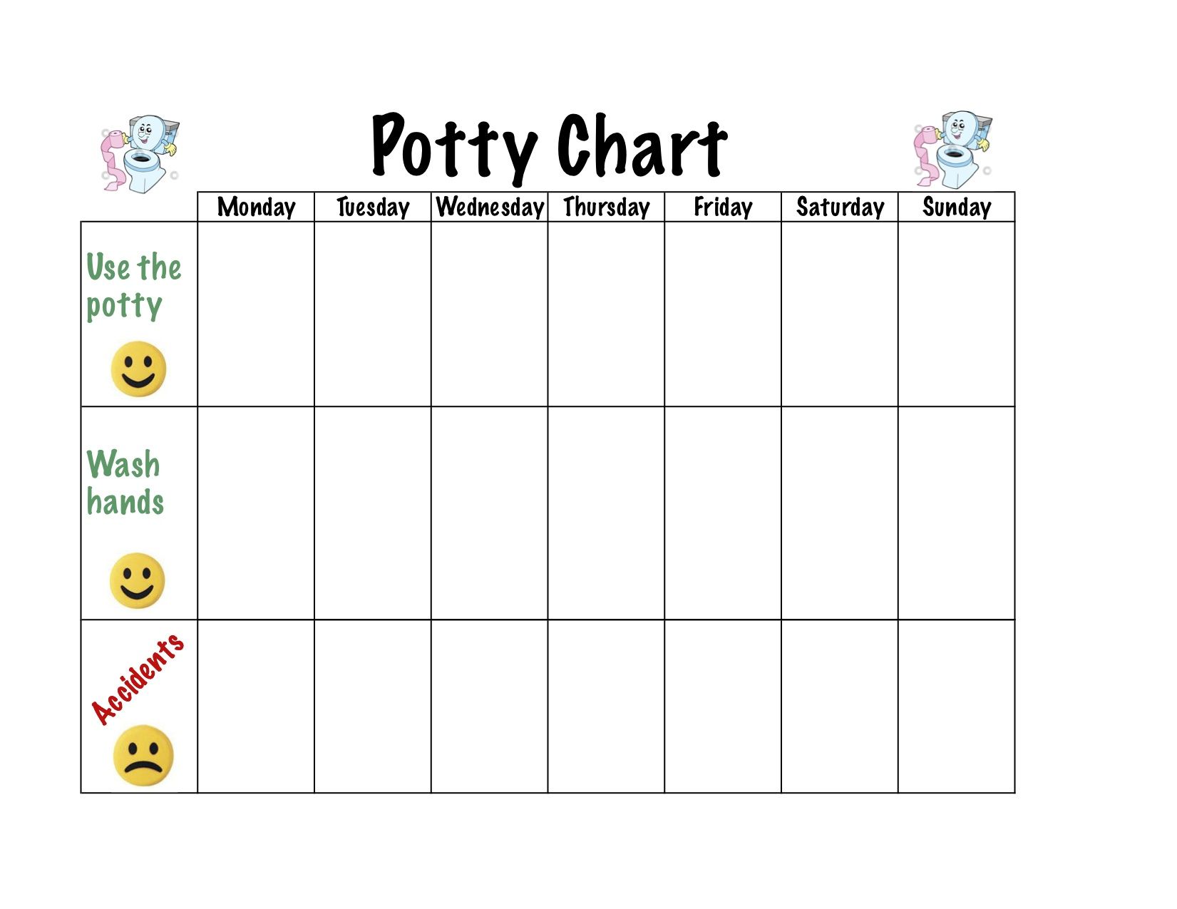 Example of Printable Toilet Chart Template