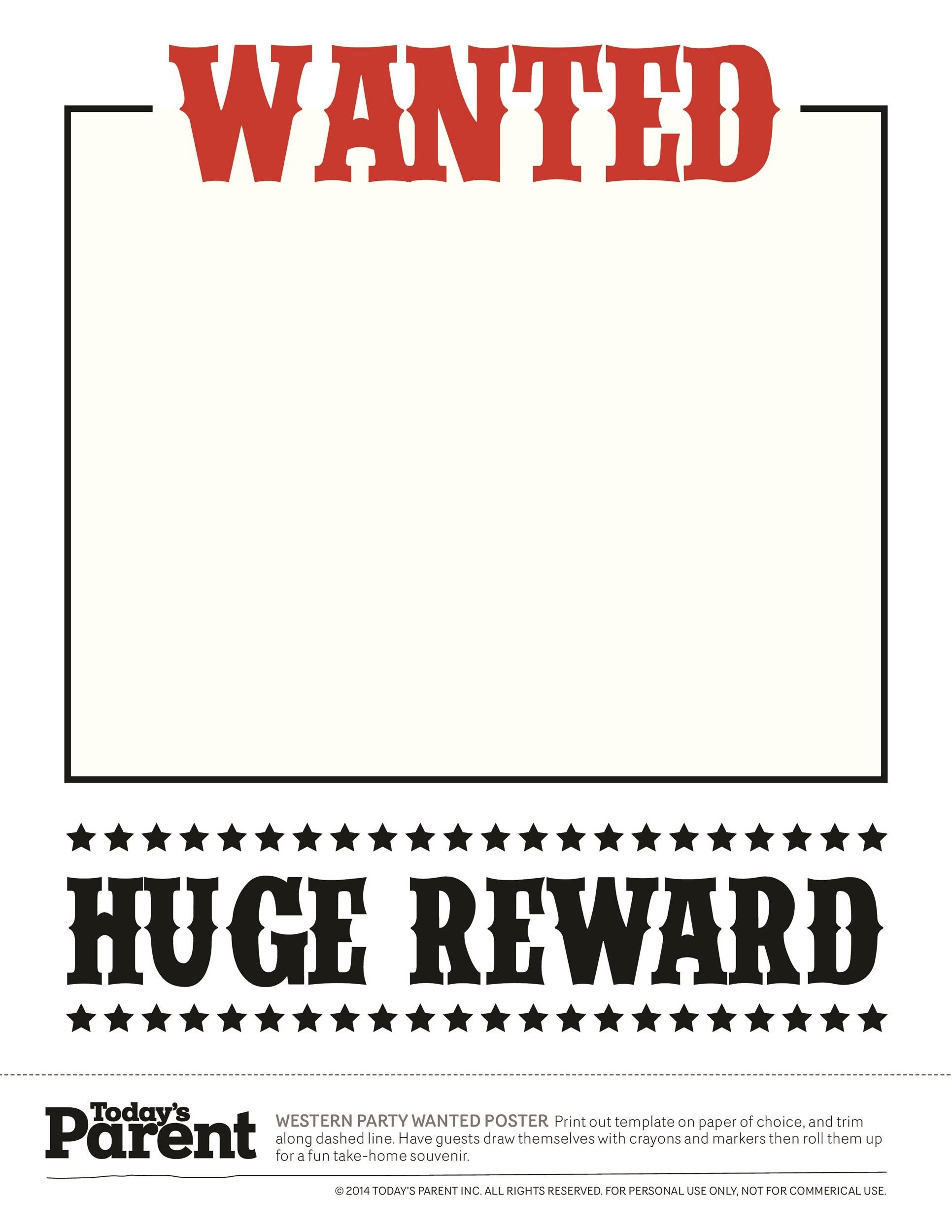 Example of Printable Wanted Poster Template