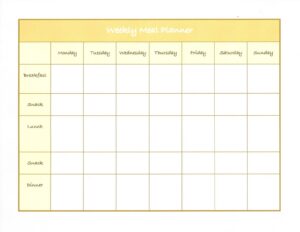 Example of Printable Weekly Food Chart Template