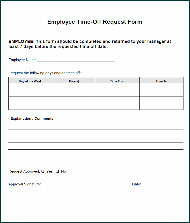 Example of Request Time Off Form