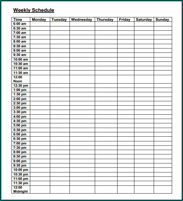 Example of Restaurant Schedule Template
