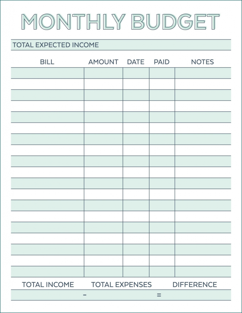 》free Printable Simple Monthly Budget Template