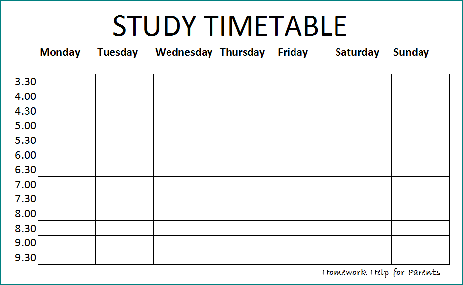  Free Printable Study Schedule Template