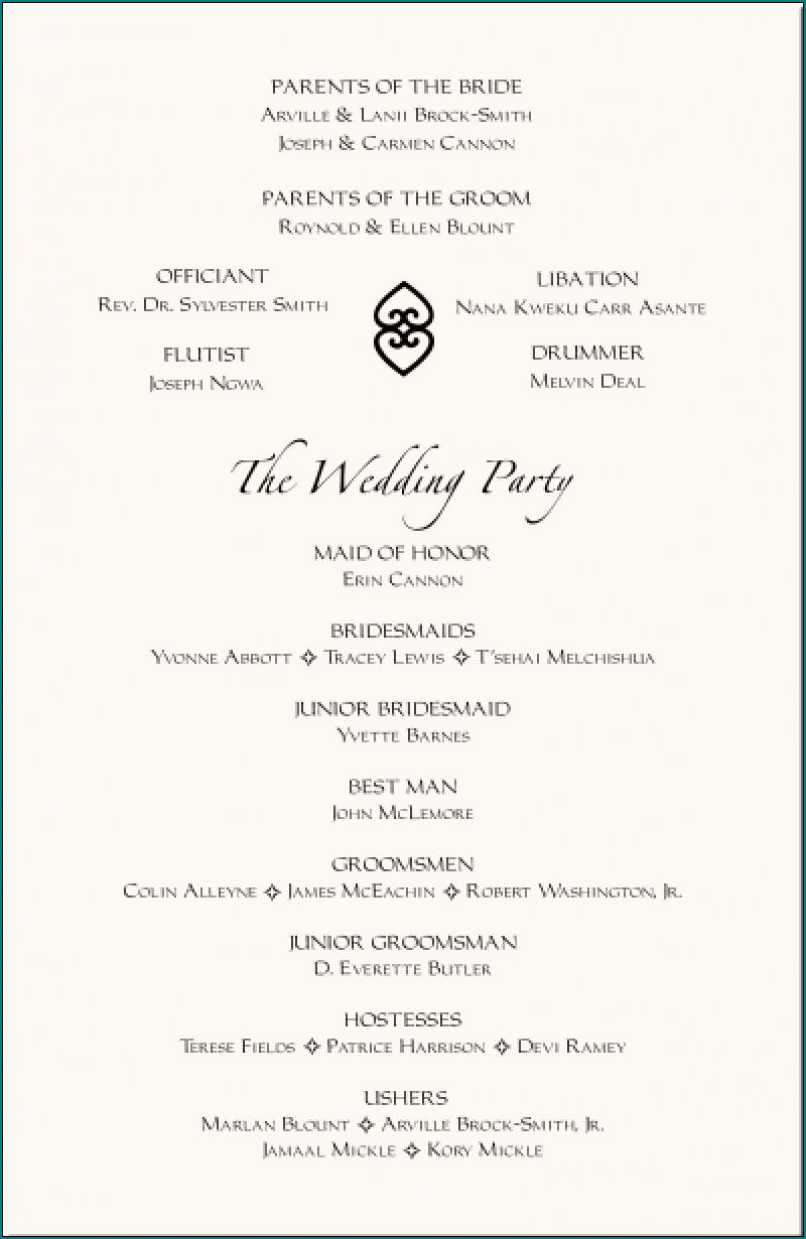 Example of Wedding Reception Program Template