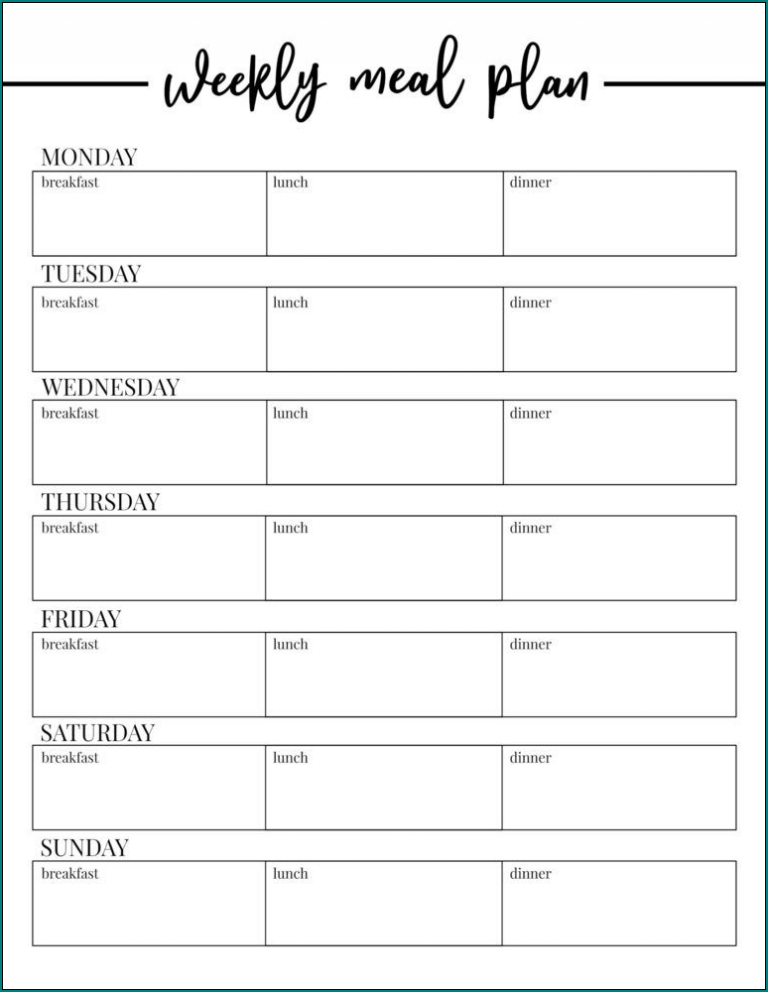 》Free Printable Weekly Menu Planner Template