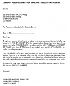 Example of Work Recommendation Letter