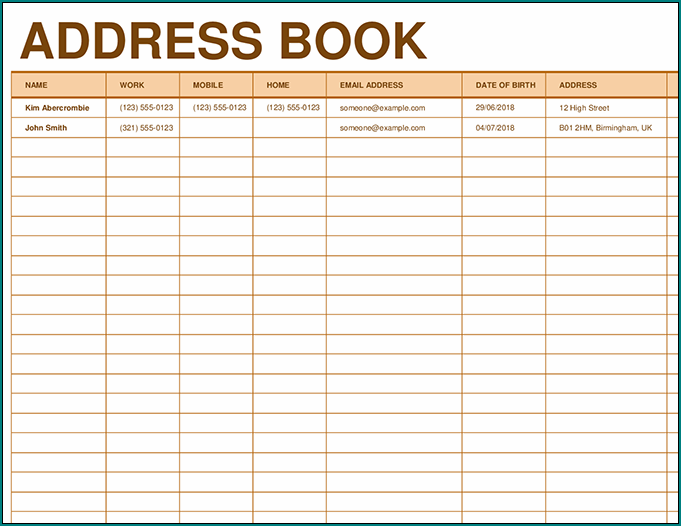  Free Printable Excel Address Book Template Bogiolo