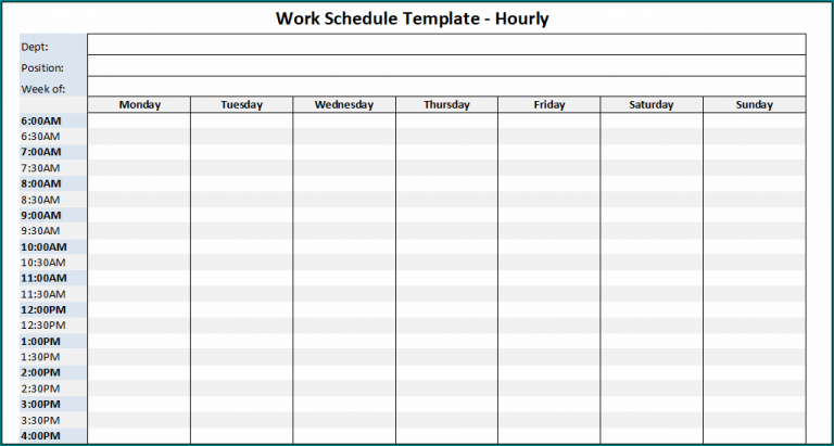 microsoft excel schedule template