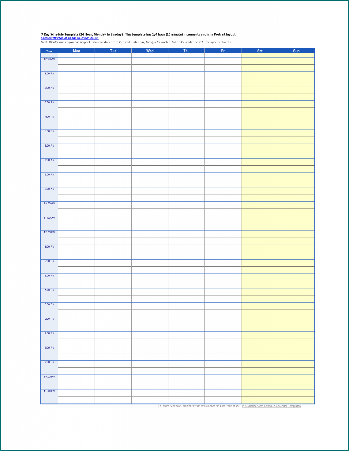 schedule template microsoft excel