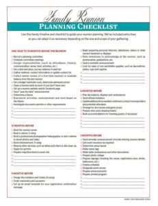 Family Reunion Planning Template Sample