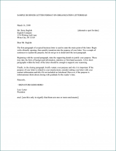 Formal Business Letter Example