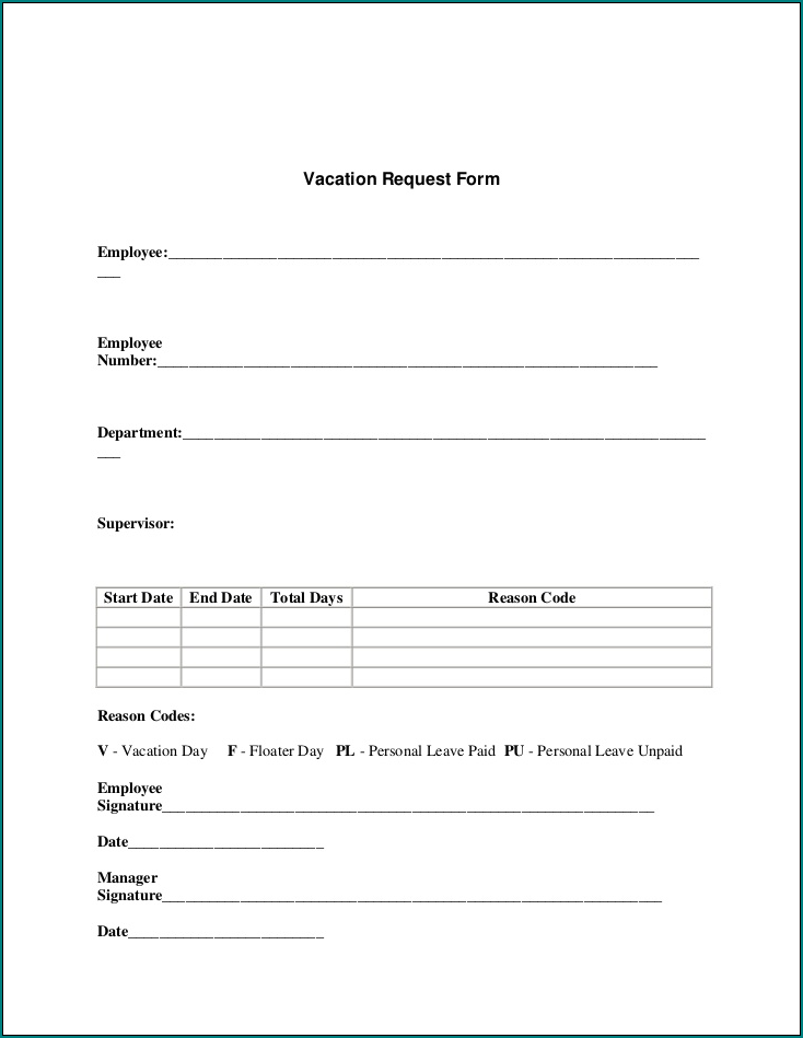 Holiday Request Form Example