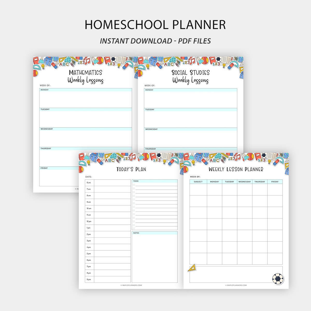 Homeschool Daily Planner Template Example