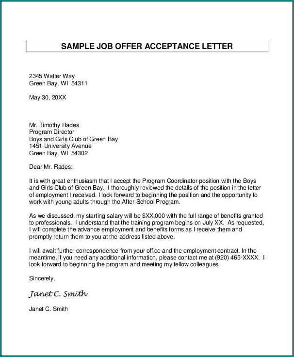 Job Offer Letter Template Example | Bogiolo