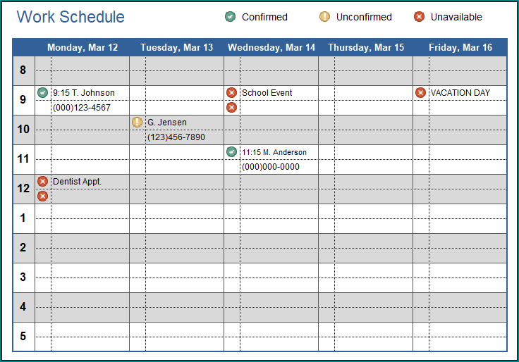Job Schedule Template Example