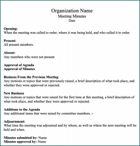 Meeting Notes Template Sample