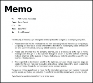 Memo Format Template Sample 