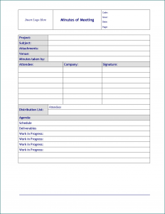 Minute Taking Template Sample