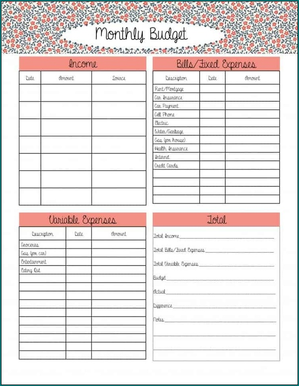 Monthly Budget Template Sample