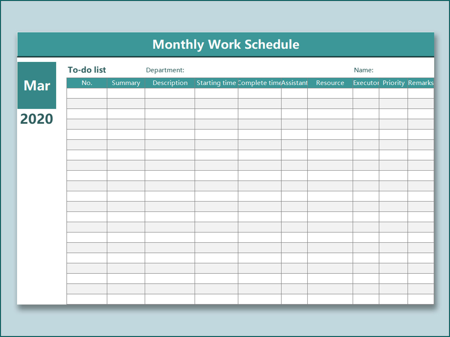 printable work schedule