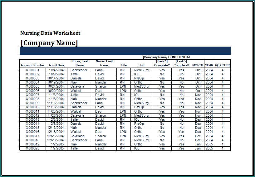 Nurse Schedule Template Example