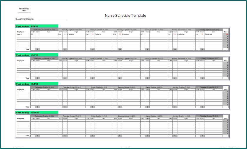 Nurse Schedule Template