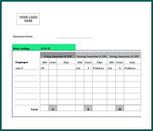 Nursing Schedule Template Example 