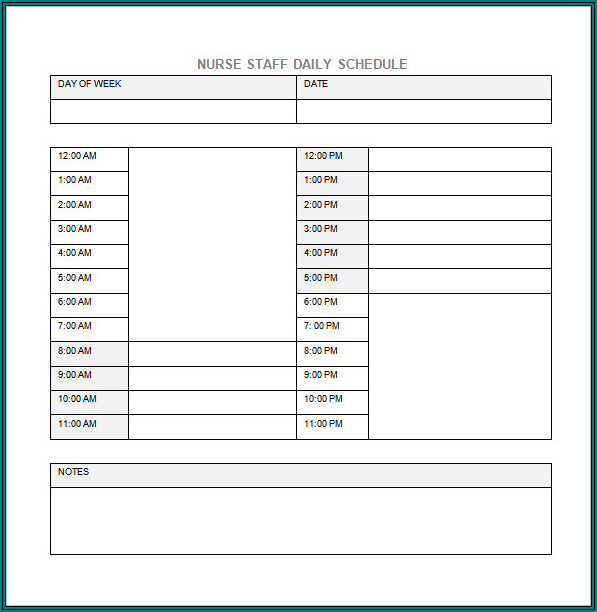 Nursing Schedule Template Sample