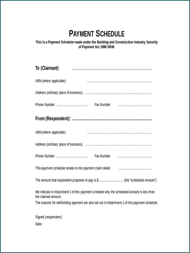 Construction Contract Payment Schedule