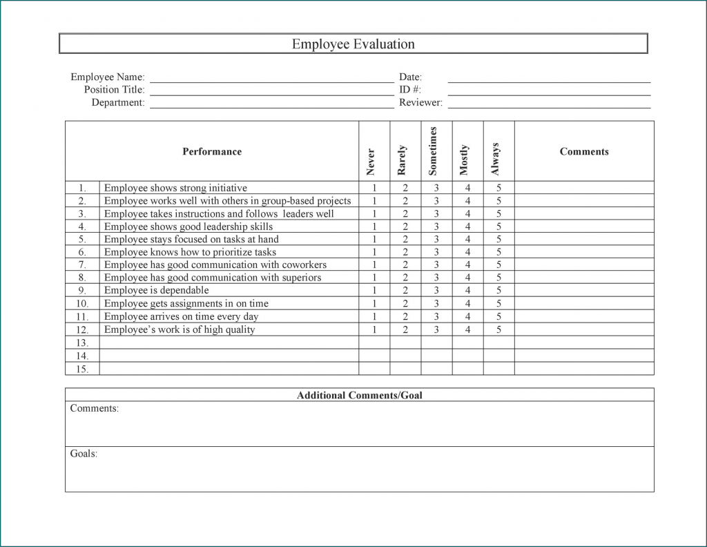 Performance Evaluation Form Example Bogiolo