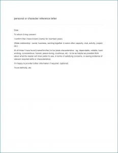 Personal Reference Letter Template Sample