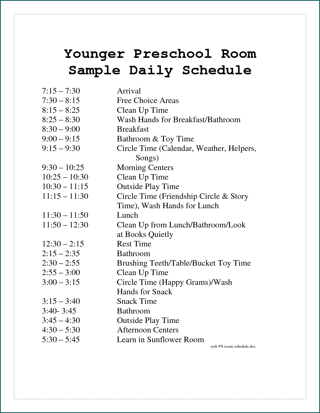  Free Printable Preschool Daily Schedule Template Bogiolo