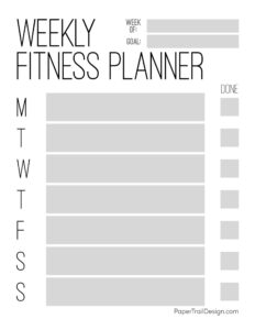 Printable Fitness Planner Template Example