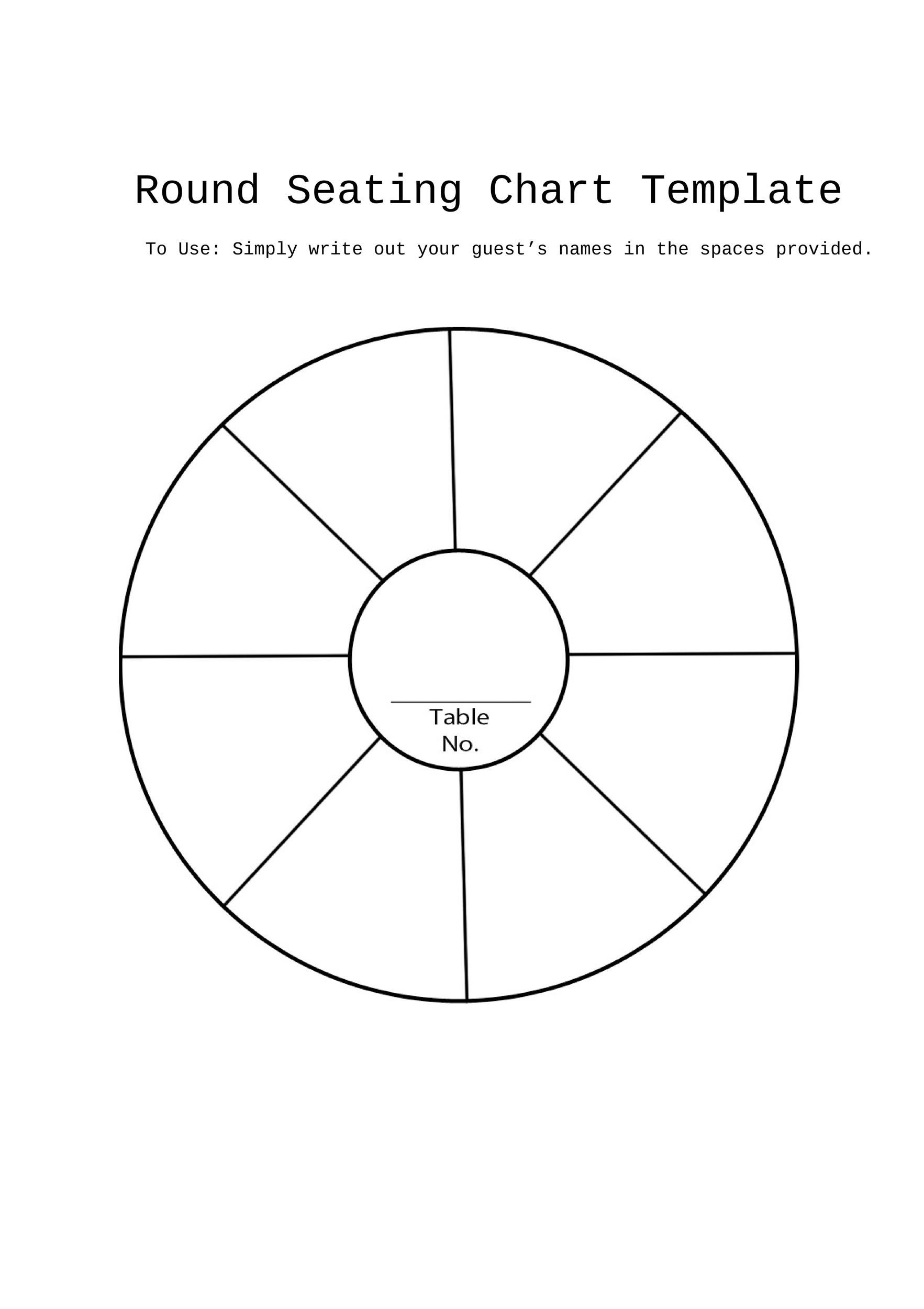 Printable Table Seating Chart Template
