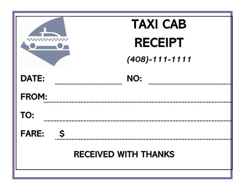 Printable Taxi Receipt Template