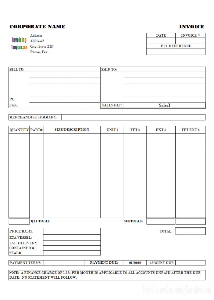 Printable Tire Receipt Template