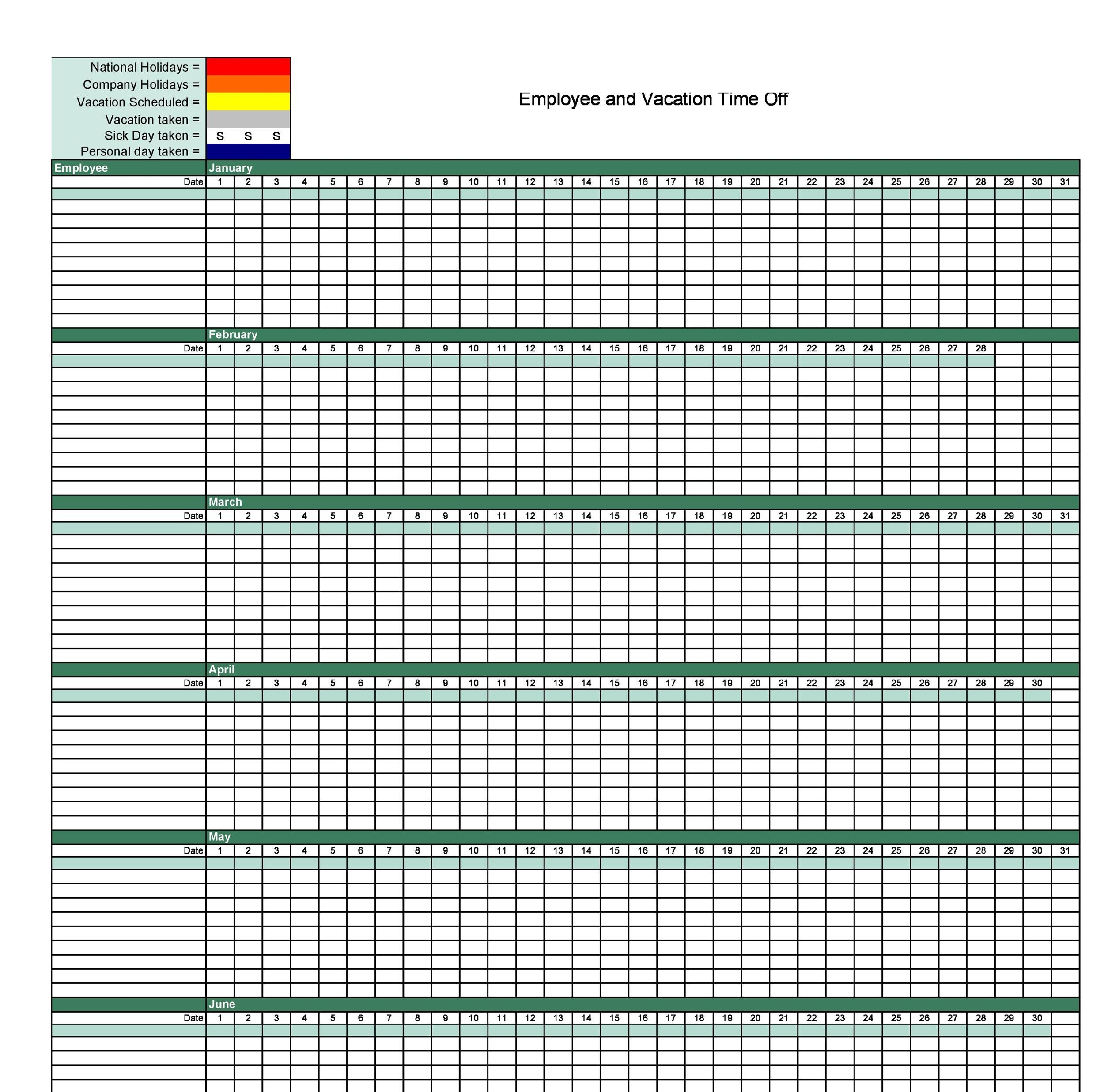 Printable Vacation and Leave Tracker Template